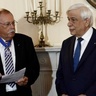 Professor Beaton receiveing award from Greek President - Cambridge Centre for Greek Studies